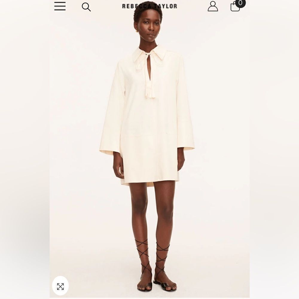 NWT Rebecca Taylor Heavy Cotton Shirt Dress in Cream Size Medium - Picture 2 of 7
